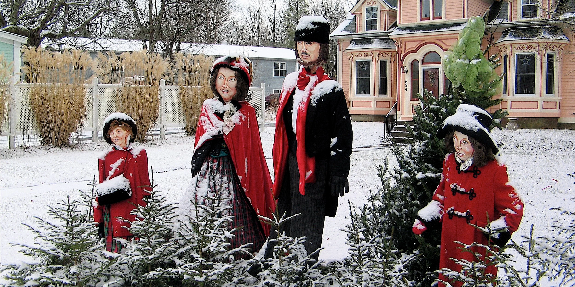 Twinkling Christmas lights along Mahone Bay's Main Street during the Season of Father Christmas